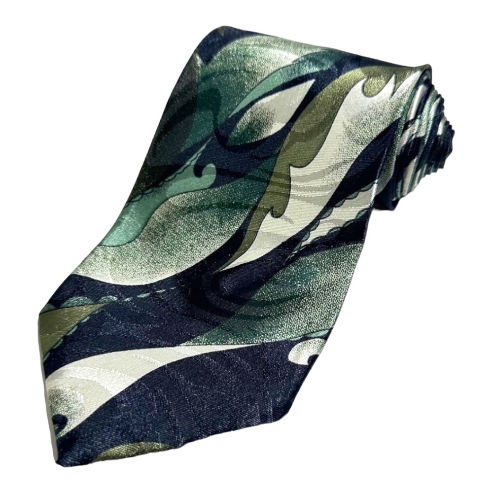 MEN'S NECKTIE - FLORENCE { TOTAL LENGHT: 58 " } BLACK & GREEN